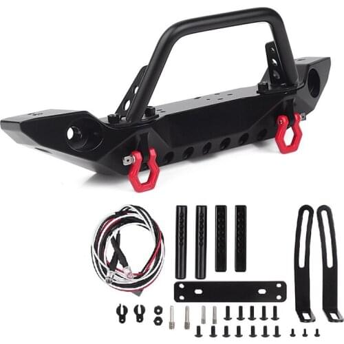 Metal Front Bumper with Led Lights for 1/10 RC Crawler Axial SCX10 90046 SCX10 III AXI03007 TRAXXAS TRX-4