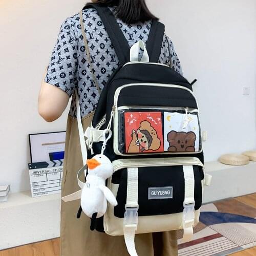 Kawaii Female Students Book Bagpack 5 Piece Set Schools Bag For Girl Nylon Women Backpack Cute Primary School Student Scoolbag