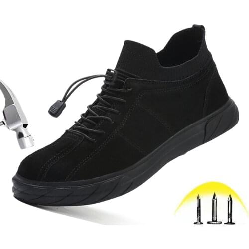 Fashion Casual Safety Shoes Mens Outdoor Anti-slip Wear-resistant Protective Shoes Lightweight Breathable Safety Work Boots