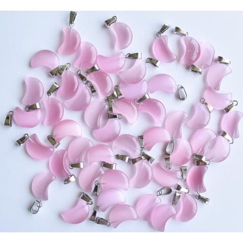 Fashion good quality Synthetic cats eye stone purple moon shape pendants for jewelry making Wholesale 50pcs/lot free shipping