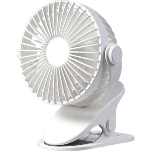 Rechargeable USB Fan with Three-Speed Mini Desktop Fan 360-Degree Rotating Clip-on Silent Fan
