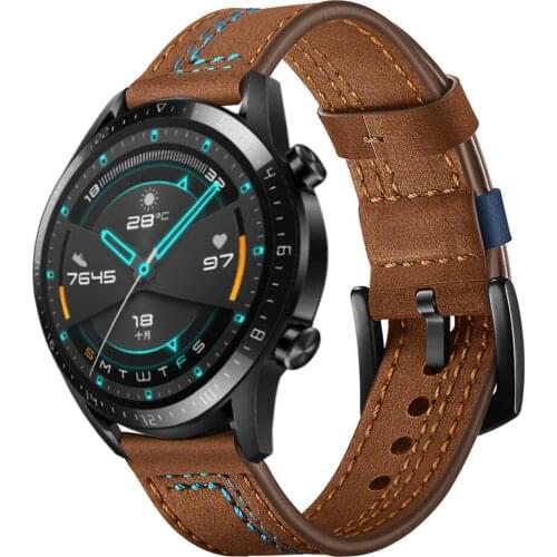 Fashion Leather Replacement Watch Band Wristband Strap Sport Durable Smart Accessories For Huawei Gt2 Smart Watch 46mm