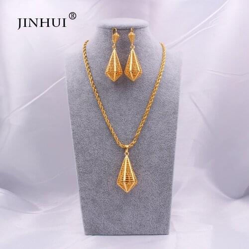Dubai Luxury new 24K gold Jewelry sets for Women Indian bridal Ethiopia Necklace Earrings African Indian wedding set Wife gifts