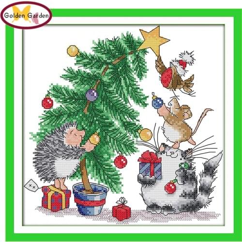 GG Christmas Gift Cross Stitch Sets 14CT11CT DIY Needlework Embroidery Cross Crafts Joy Sunday Counted Cross Stitch Kit For Kids