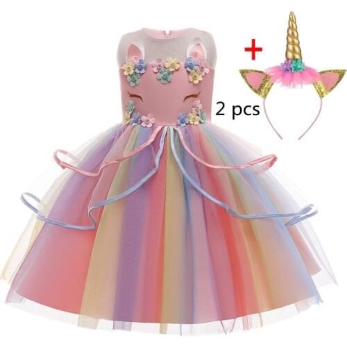 Christmas Unicorn Dress Girl Princess Dresses For Girls Kids Winter Evening Party Clothing Children Birthday Wedding Costume