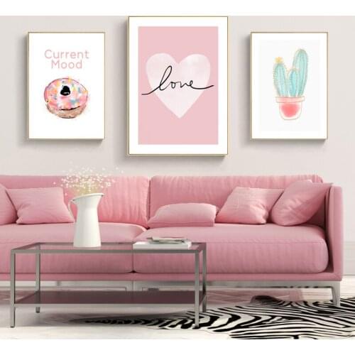 Pink Cartoon Children Princess Room Cute Kindergarten Canvas Art Print Poster Decorative Painting Baby Nordic home Decoration
