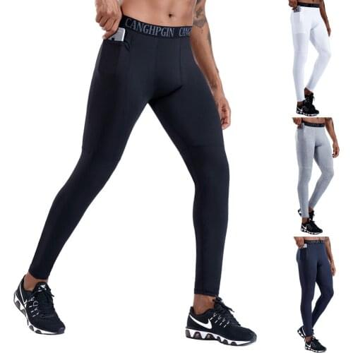 Mens Fitness Trousers with Pockets PRO Running Training Sports Stretch Wicking Quick-dry Tight Trousers Complet Jogging Homme