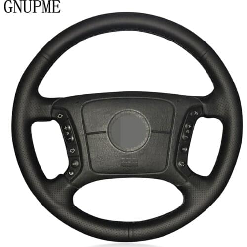 Hand-stitched Black Artificial Leather DIY Car Steering Wheel Cover for BMW E46 318i 325i X5 E39 E53