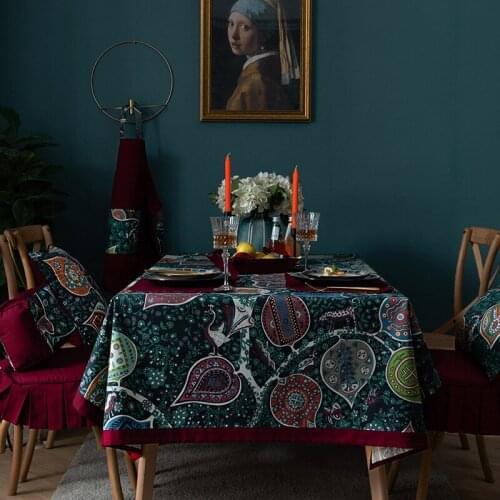 Vintage Tablecloth Rectangle Cotton Table Cloth Fabric Dust-Proof Table Cover for Kitchen Dinner Picnic Home Decoration