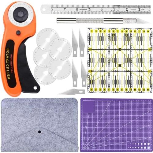 LMDZ Rotary Cutters Leather Cutting Tool Circular Blade with Cutting Mat Patchwork Ruler Carving Knife for Sewing and Quilting