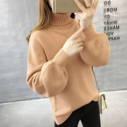 Knitted Women Sweater New Autumn Winter Turtleneck Long Sleeve Slim Sweaters Pullovers Female Thick Solid Jumper Lady Knit Tops