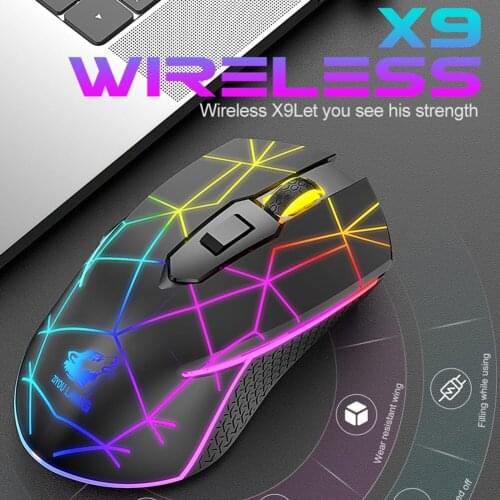 X9 2.4GHz Wireless Luminous Mouse Rechargeable Silent Mice 800/1600/2400DPI Adjustable Gaming Mouse Mice for PC Laptop