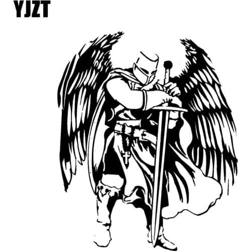 YJZT 12.3*15CM Handsome Warrior Knight Angel Decal Black/Silver Covering The Body Silhoutte Car Sticker Vinyl C20-1568