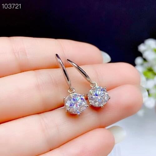 Passed Diamond Test Excellent Moissanite Diamond S925 Silver D Color VVS Round Shape Diamond Stud Earring Women Classic Jewelry