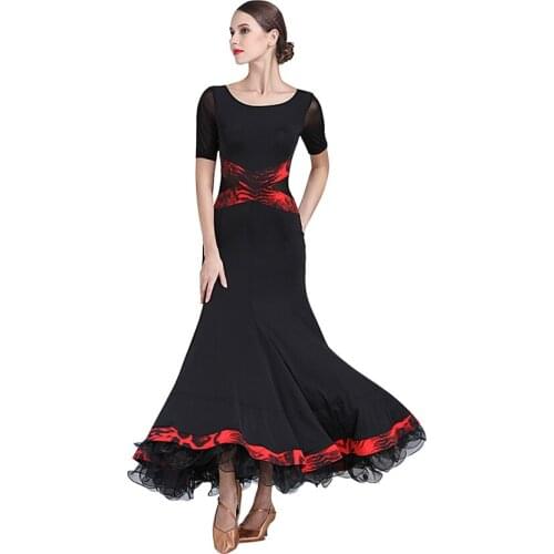 Modern Dance Dress for Women National Standard Dance Costume for Competition Great Swing Suit Short Sleeve