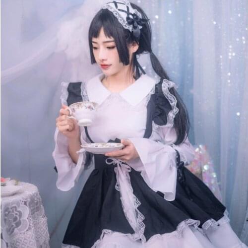 Lolita Dress Black White Gothic Lolita Maid Cosplay Costumes Kawaii Dress For Women C142