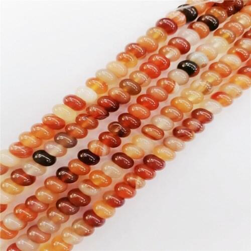 1 Strand 5x8mm Brown And Red Stripes Onyx Agate Abacus Loose Beads DIY Fashion Jeawelry Making Accessories Unisex 15.5"