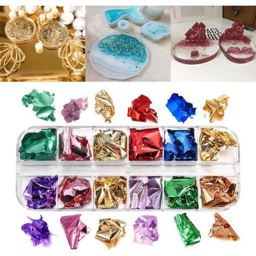 1 Pcs Foil Gilding Broken Sugar Paper UV Epoxy Resin Mold Manicure Shell Cellophane Epoxy Resin Molds Filler DIY Jewelry Making