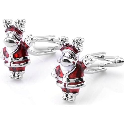 10pairs/lot Santa Claus Cufflinks Copper Enamel Cuff links Cuff Buttons Christmas Gift Men Jewelry Accessory Xmas Wholesale