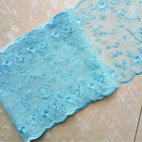 14M Flower Embroidered Mesh Lace Trim Two Sides Doll Dress Accessories Laces Fabric Sewing Crafts Sofa Curtain Material