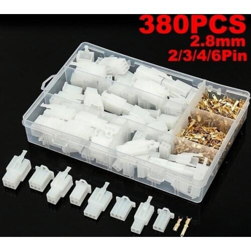 380 PCS 2.54MM White&Gold Copper & Nylon Jumper Pin Housing Connectors for Automobile Airplane Electronic Product butt plug