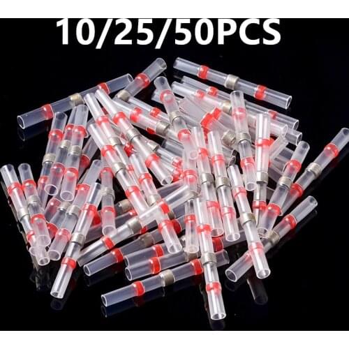50/25/10PCS Heat Shrink Soldering Sleeve Terminals Insulated Waterproof Butt Connectors Kit Electrical Wire Soldered Terminals