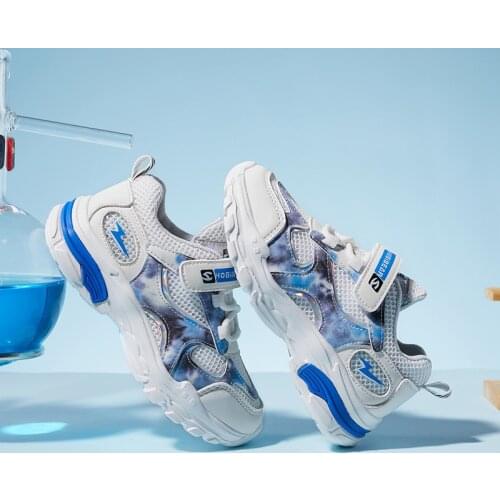 Brand Childrens Chunky Sneakers Mesh Breathable Toddler Girl Sneakers Outdoor Sport Hook & Loop Kids Shoes for Girl 2021 Summer