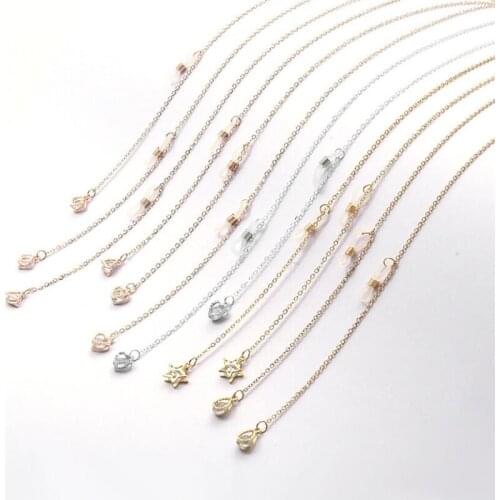 Crystal Glasses Neck Strap Chain for Women Beaded Sunglasses Chains Lanyard Eyeglasses Strap Cord Gold Color Metal Rope