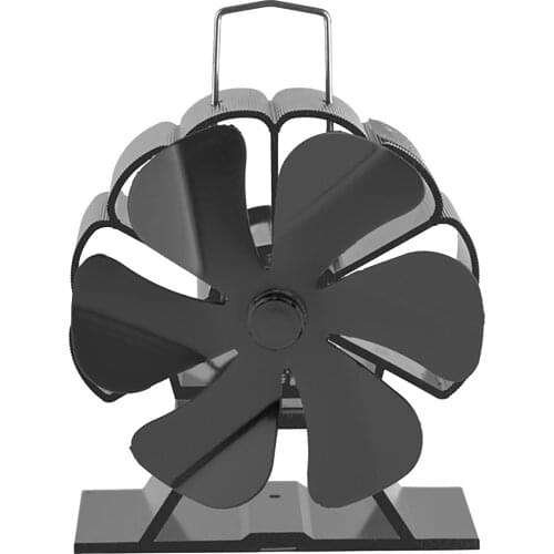 Black Fireplace Fan 6 Blade Heat Powered Stove Fan Log Wood Burner Eco Friendly Quiet Chimenea Fan Home Efficient Heat Distribut