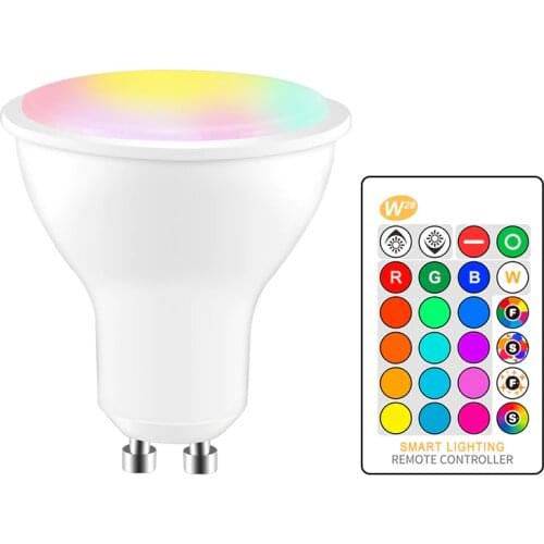 GU10 5W Colorful LED Infrared Remote Control Dimming RGBW Lamp Atmosphere Light Cup Without Battery