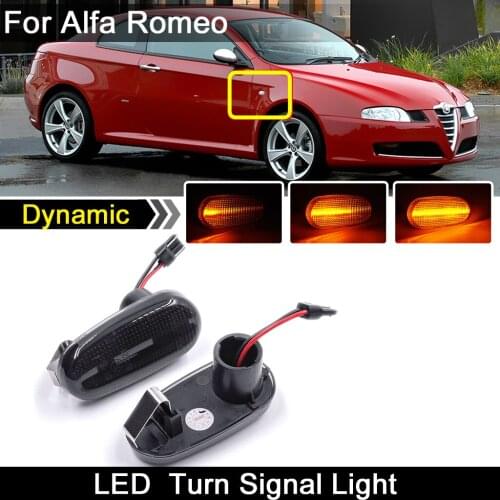For Alfa Romeo GT 147(937) MiTo 955 FIAT Bravo 198 Smoked Lens Car Front LED Side Marker Light Dynamic Amber Turn Signal Lamp
