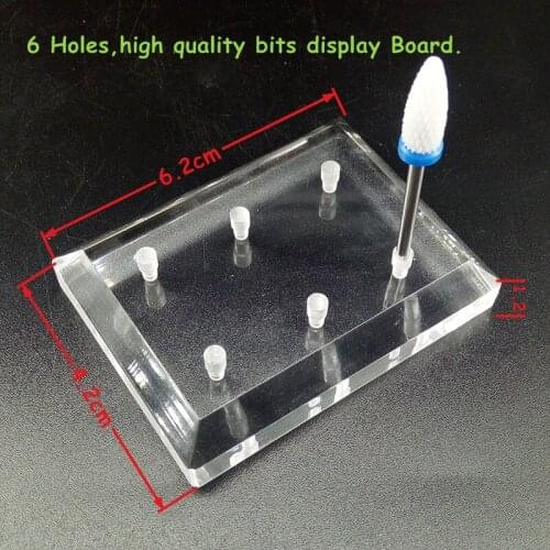 EasyNail~1PCS Clear Pretty Exhibition Stand Bits Displayer Board Nail Drill Bit Holder Professional Nail Manicure Tools 6 holes