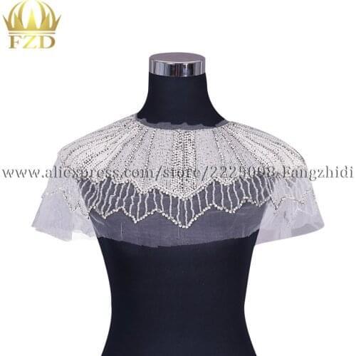 FZD 1 Piece Beaded Gold Painting Rhinestone Patches for Women Clothing Fabric &Sewing Supplies Apparel Sewing With Gauze Sparkle