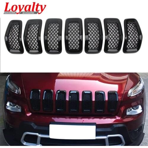 Loyalty Gloss Black Grill for 2014 2015 2016 2017 2018 JEEP Cherokee Mesh Grille Covers Car Styling Auto Accessories
