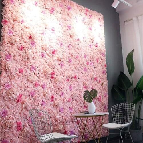 28Pcs/Lot Flower Wall Artificial Flowers Silk Rose Dried Flowers Hydrangea for Romantic Wedding/Home Backdrop Decoration GH001