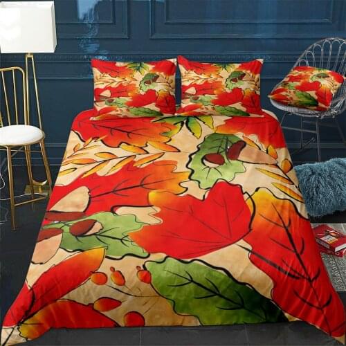 Autumn leaves Quilt Cover Pillowcase 3Piece Comforter Bedding Set With Pillow Case Single Double Duvet Cover Home Decora