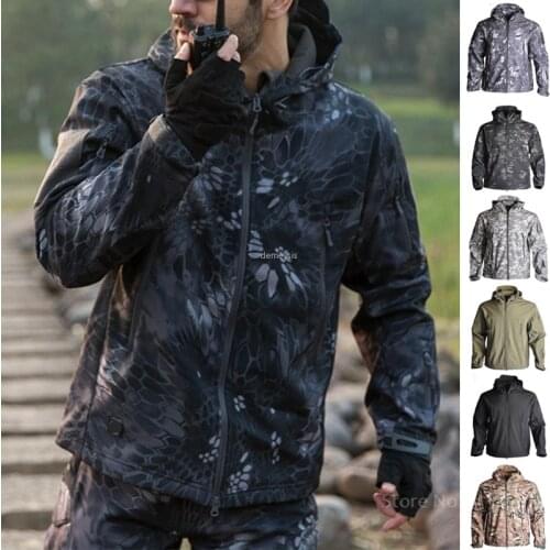 Shark Skin Soft Shell Jacket Outdoors Military Tactical Jackets Men Waterproof Windproof Coat Hunting Camouflage Army Clothing