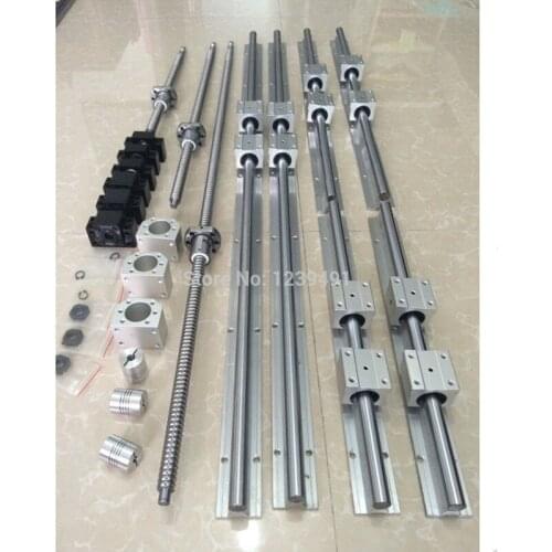6 set SBR16 linear guide rail SBR16 - 300/1000/1300mm + SFU1605 - 300/1000/1300mm ballscrew + BK12 BF12 cnc parts