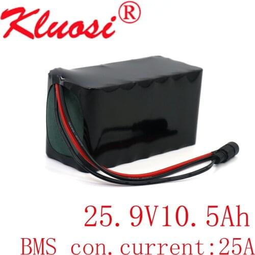 KLUOSI 24V 10.5Ah 25.2V 10A 7S3P 29.4V Lithium Battery Pack FOR Electric Motor Bicycle Scooter Motor Built-in 25A BMS Balanced