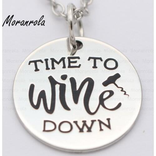 New arried" Time to wine down" Copper necklace Keychain,charm Hand Stamped Jewelry funny Jewelry DIY charm