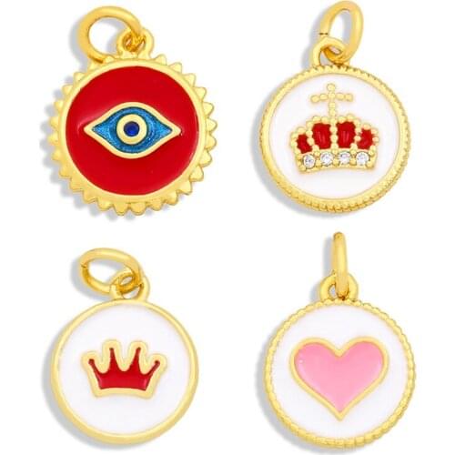 OCESRIO Copper Evil Eye Charms Wholesale Zirconia Enamel Charms Pendants for Jewelry Making Findings for Diy chma074