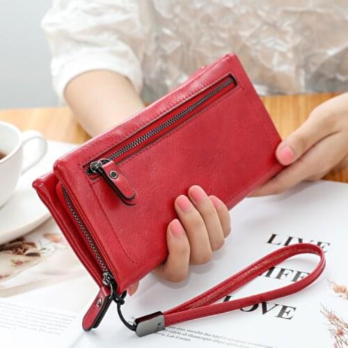 Fashion Women Wallets PU Leather Wallet Double Zipper Day Clutch Purse Wristlet Portefeuille Handbags Carteira Feminina