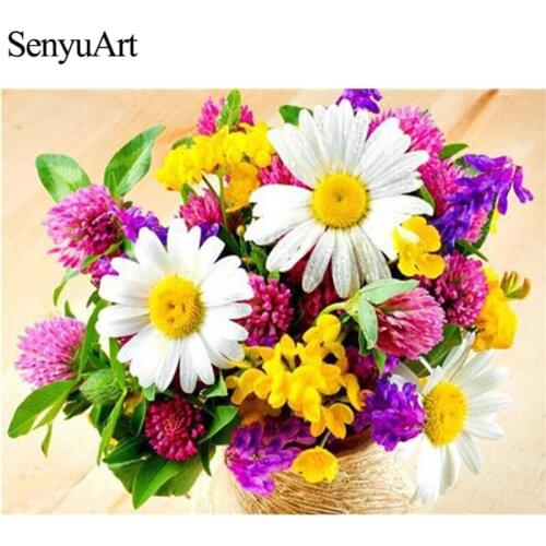 SenyuArt Round Drill Diamant Grande Taille Paint with Diamonds Cuadros Flower Drawing Picture Cross-Stitch Kit Mosaic Paiting 3d