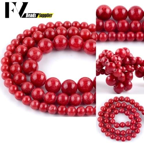 Natural Red Jades Stone Round Loose Beads 4mm-12mm Spacer Beads For Jewelry Making DIY Bracelet Jewellery Accessories 15" Strand