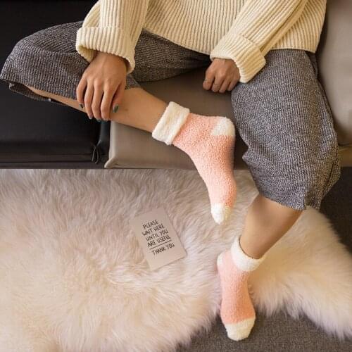 Jeseca New Clearance Sales Women Long Socks Winter Thick Warm Sleep Home Floor Underwear Thermal Kawaii Women Socks Lingerie