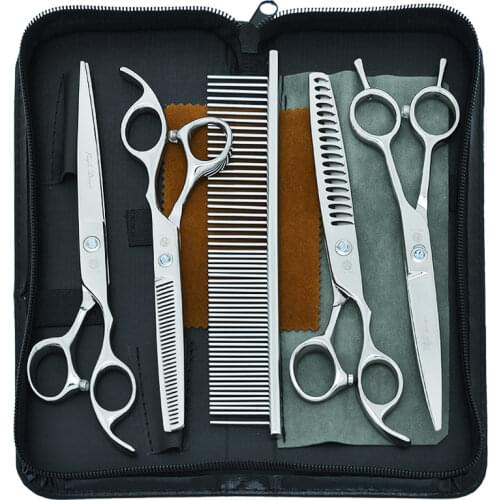 7.0" Purple Dragon Pets Scissors Japan 440C Dogs Hair Cutting Thinning Shears Animal Curved Grooming Clipper Dog Trimmers B0013B