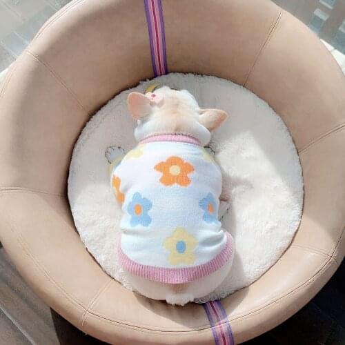 Autumn Winter Pet Dog Clothes for Small Dogs Pets Clothing French Bulldog Flower Sweater Chihuahua Warm Costume Poodle S-2XL