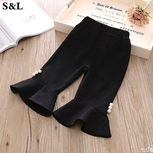 Girls Bell Bottom Pants Autumn New Girls Pearl Five Pants Childrens Clothes Girls Clothes Costume For Girl