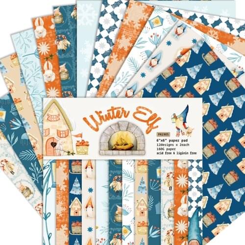 6 inch Winter Elf Christmas Scrapbooking Pads Paper Origami Art Background Paper Card Making DIY Scrapbook Paper Craft