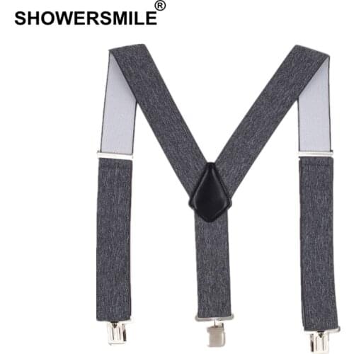 Male Adult Suspenders Men Gray Wide 5cm Mens Braces For Trousers 3 Clips Elastic Brand Man Pants Accessory 120cm*3.5cm